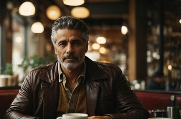 Fototapeta premium Man sitting in a coffee shop 