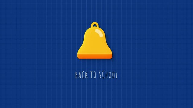 Back to school loop animation video. School Bell ringing.