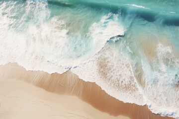 gentle waves on a tropical beach. view from above.  - obrazy, fototapety, plakaty