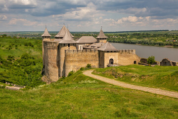 Fototapeta na wymiar Khotyn Fortress medieval fortification complex in Ukraine.