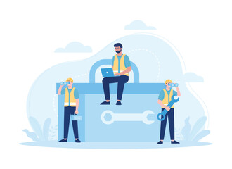 technical repair concept flat illustration
