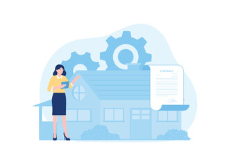 house contract concept flat illustration