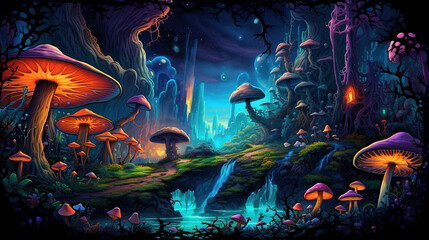 Fototapeta na wymiar Mushroom in the Forest. Generative Ai