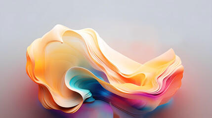 Obraz premium Abstract colorful gradient translucent wave background. modern glossy colorful translucent fluid motion waves, fluent style liquid cloth 3D illustration. Generative AI