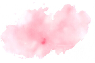 Watercolor splashes on white background. Pink Color.