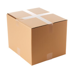 Closed Cardboard Box, Isolated on Transparent Background