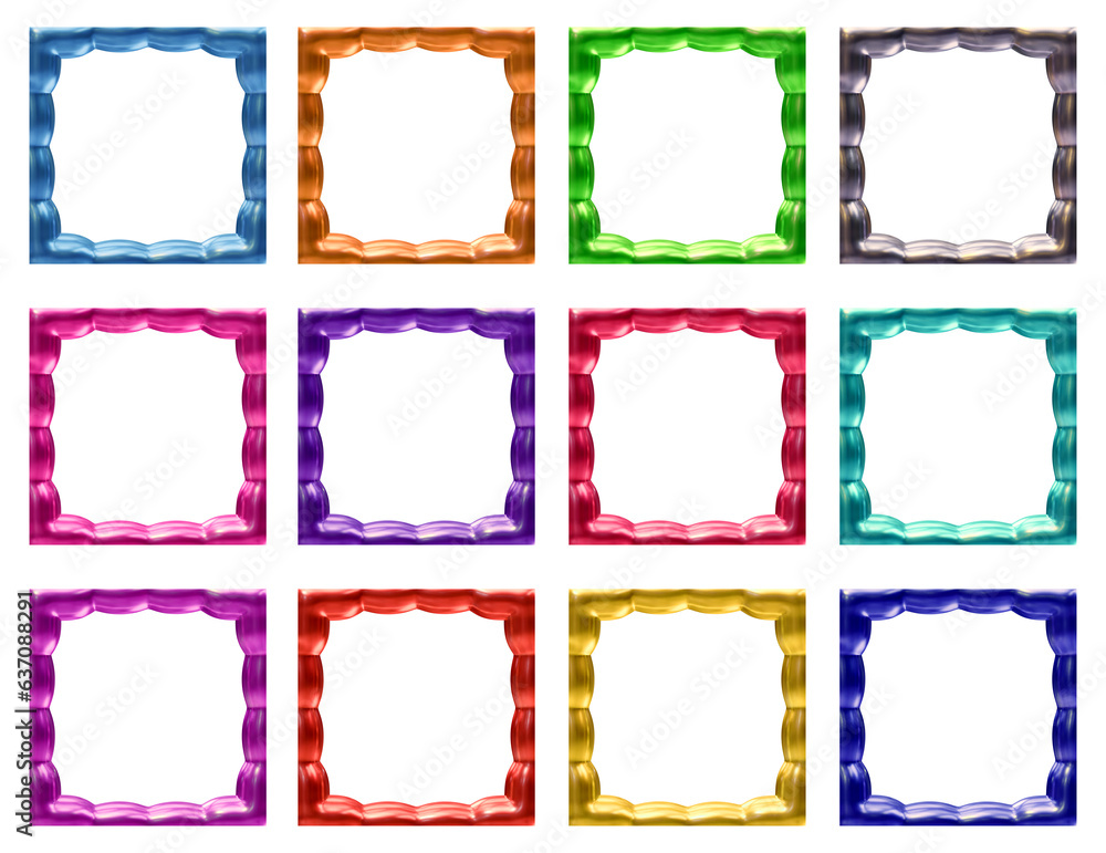 Poster set of frames design in 3d rendering isolated on transparent background. geometric shapes for templa
