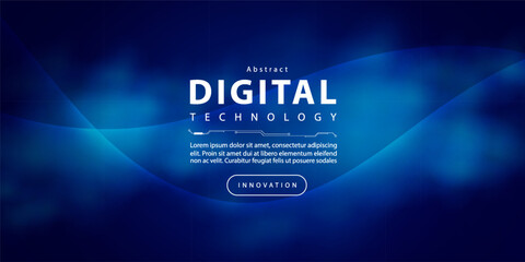 Digital technology banner green blue background concept, cyber technology circuit, abstract tech, innovation future data, internet network, Ai big data, futuristic wifi connection illustration concept - obrazy, fototapety, plakaty