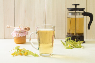 Medicinal linden tea and honey