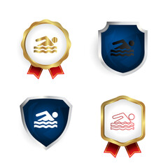Abstract Swimming Badge and Label Collection