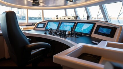 Interior of the control room of the boat.