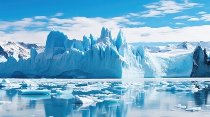 Beautiful shot of icebergs in glacier. - obrazy, fototapety, plakaty