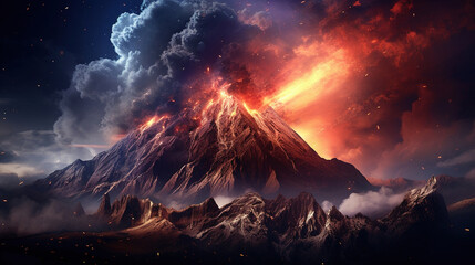 Fototapeta premium Volcanic Eruption.Generative Ai