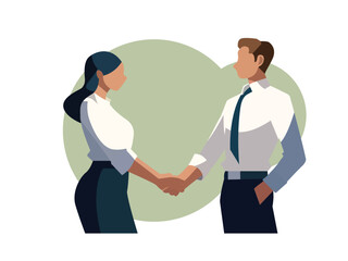 Flat cartoon, vector illustration, Businessman and woman shaking hand, business and corporate concept