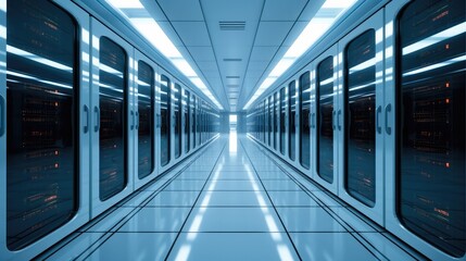 Naklejka premium Data center storage and network server room.