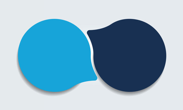 2 elements scheme, diagram. Two connected empty circles. Infographic template.