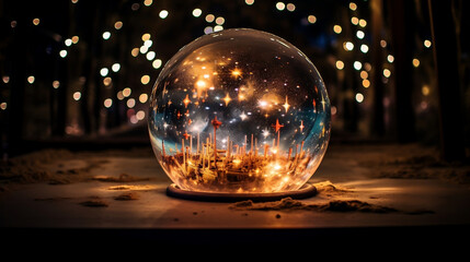 Fototapeta na wymiar Firework Innovation, Spark Inside a Glass Globe, Christmas, New Year, 4th of July, Transparent - Generative AI