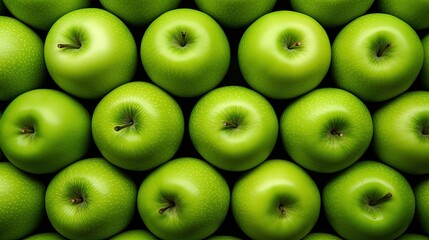  a large group of green apples stacked on top of each other.  generative ai