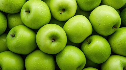  a pile of green apples with water droplets on them,.  generative ai