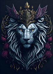Obraz premium Lion Vector Art Illustration design on Black background. lion creative initials IT concept. lion Illustration design.