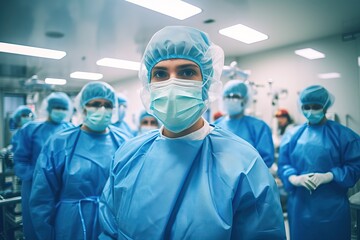 Fototapeta na wymiar Surgical Operation Readiness - Doctors in Sterile Clothes