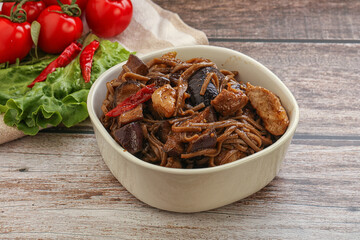 Udon soba with pork and vegetables