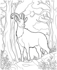 goat jungle coloring page