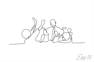 Obraz premium continuous line vector illustration of teacher teaching class