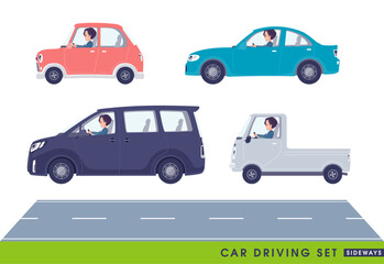 車を運転するビジネス男性のセット