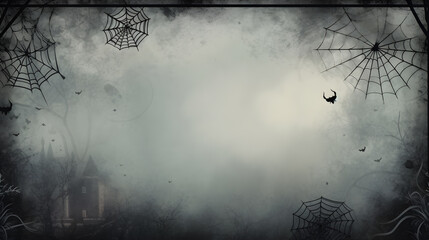 creepy spider frame for Halloween party. copy-space. banner.