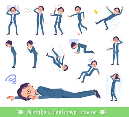 失敗と憂鬱を表現しているビジネス男性のセット