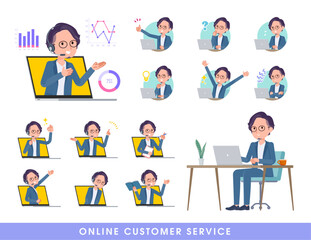 オンラインで接客しているビジネス男性のセット