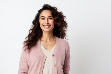 Obraz premium Medium shot portrait of an Indian woman in her 30s against a white background