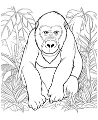 gorilla coloring page for adults © Farida