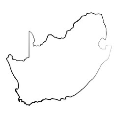 Hand Drawn Lined South Africa Simple Map Drawing