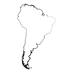Hand Drawn Lined South America Simple Map Drawing