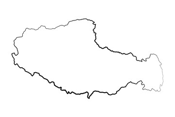 Hand Drawn Lined Tibet Simple Map Drawing
