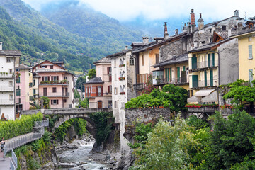 Altstadt von Chiavenna in der Provinz Sondrio, Region Lombardei (Italien)