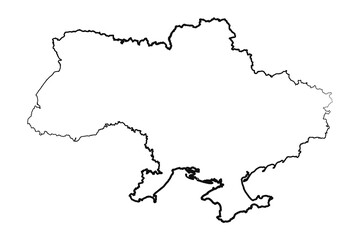Hand Drawn Lined Ukraine Simple Map Drawing