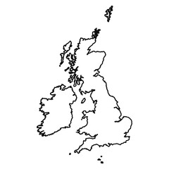 Hand Drawn Lined United Kingdom Simple Map Drawing
