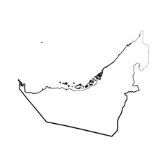 Hand Drawn Lined United Arab Emirates Simple Map Drawing