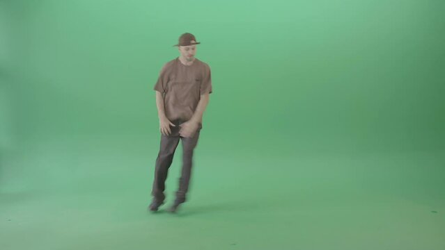 Sport gymnastic break dance by athletic man isolated on green screen 4K Video Footage