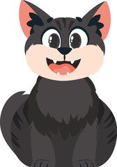 Sagaciouslybeat dim cat. Smiling cat. Cartoon style, Vector Illustration