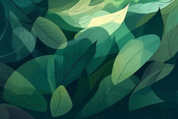 Green leaves on a dark background