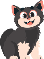 Sagaciouslybeat dim cat. Smiling cat. Cartoon style, Vector Illustration
