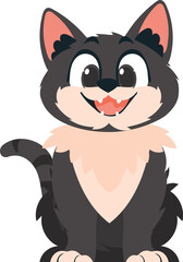 Sagaciouslybeat dim cat. Grinning cat. Cartoon style, Vector Illustration