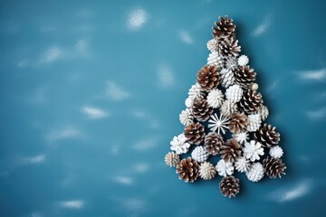 Creative Christmas tree made from fir cones
