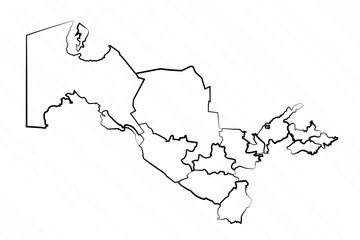 Hand Drawn Uzbekistan Map Illustration
