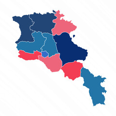 Multicolor Map of Armenia With Provinces