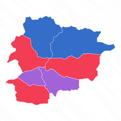 Multicolor Map of Andorra With Provinces